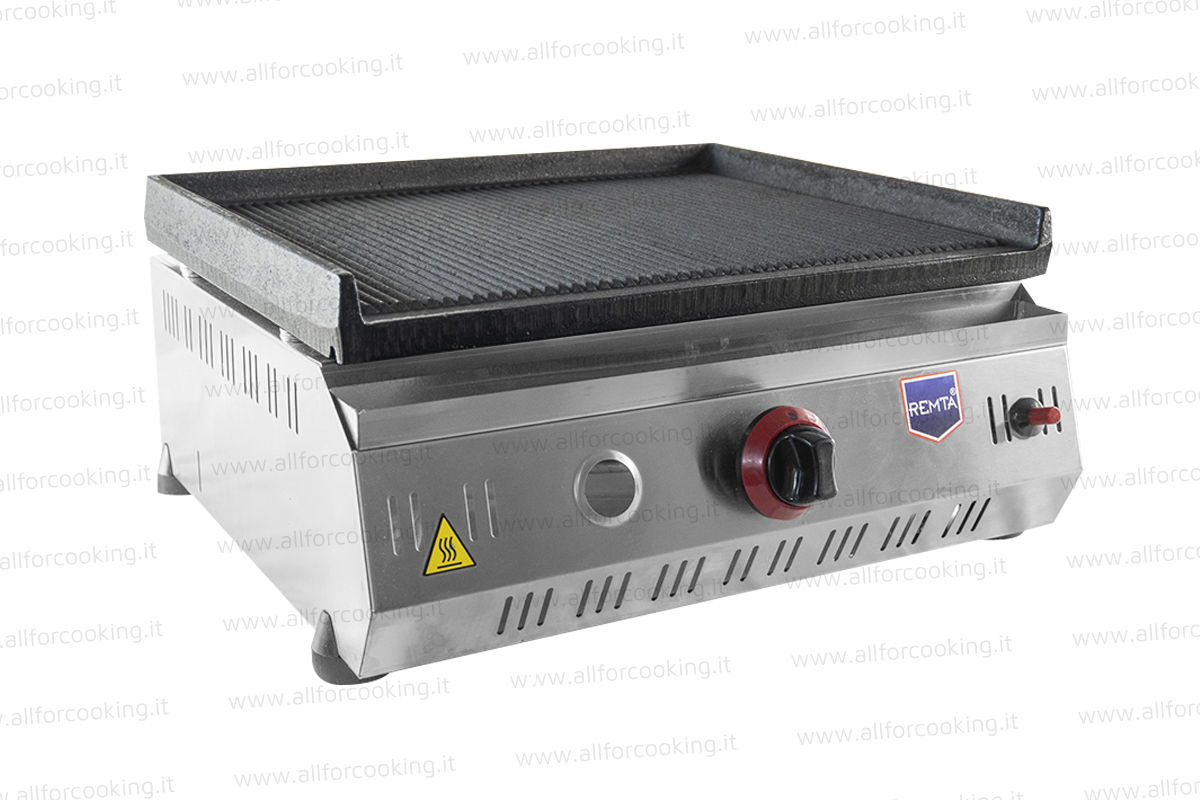 Fry top a GAS in ghisa 50 cm rigata