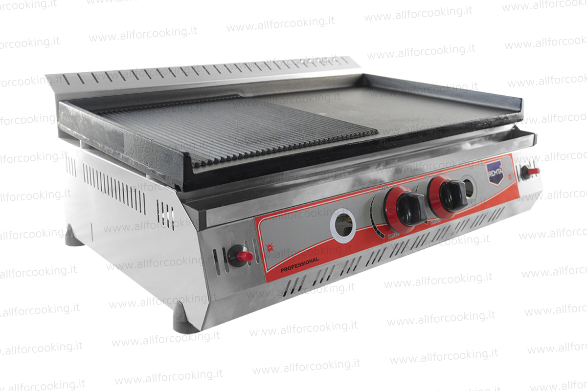 Fry Top a Gas in ghisa 70 cm liscia/rigata