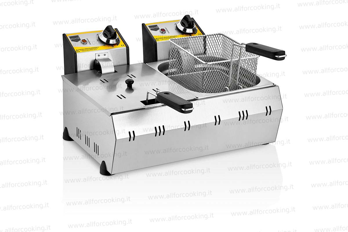 Friggitrice elettrica a doppia vasca 8+8 lt