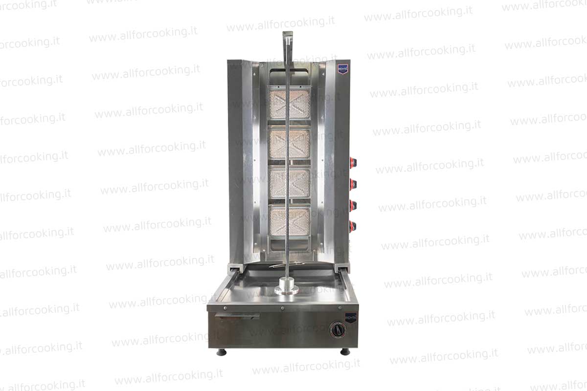 Macchina kebab con 4 bruciatori a GAS con motore inferiore metano/GAS