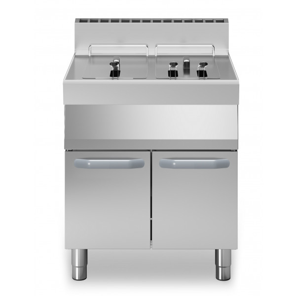 Friggitrice gas 2 vasche 13+13 lt su armadio con porte Modello F7070FRGV2V13P