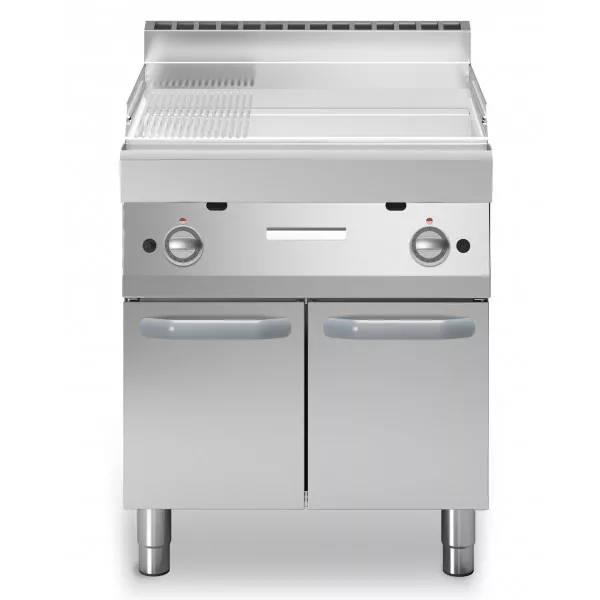 Fry top gas Piastra 2/3 liscia 1/3 rigata cromata Armadio con porte Modello F7070FTGCLRP