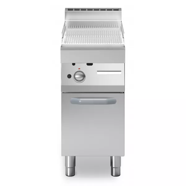 Fry top gas Piastra rigata cromata Modello F7040FTGCRP Armadio con porta