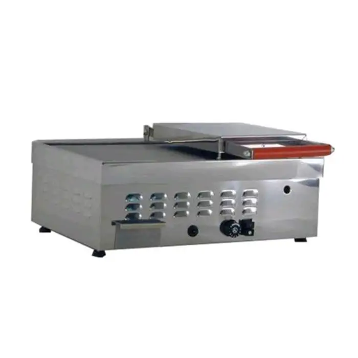 Piastra a gas da banco in acciaio inox piano Rigato 1 calotta 50x30 cm