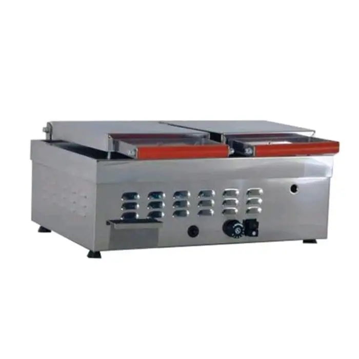 Piastra a gas da banco in acciaio inox piano Rigato 2 calotte 60x56,5cm