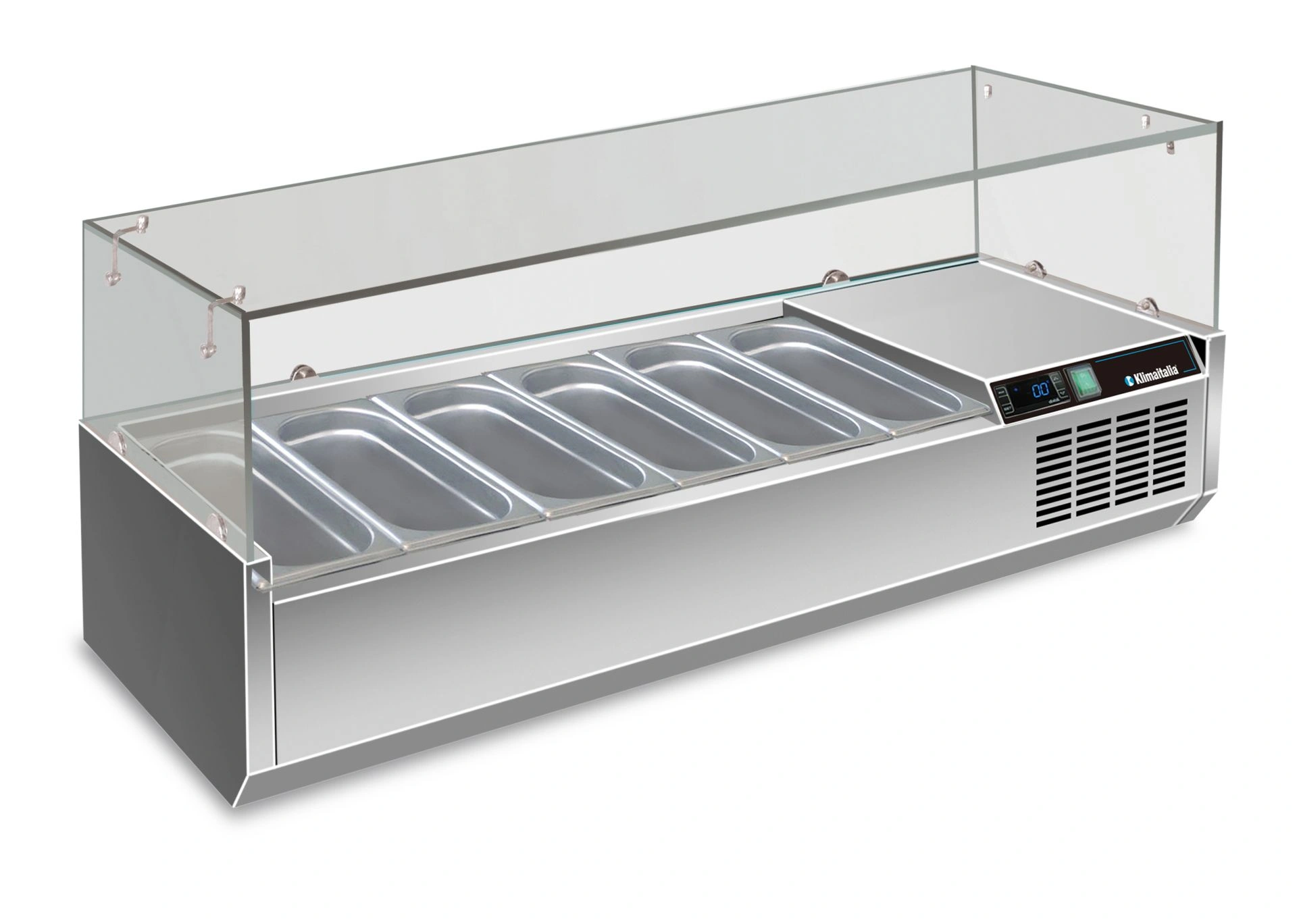 Vetrina refrigerata porta-condimenti con sovrastruttura in vetro