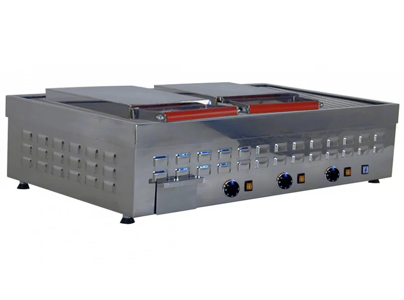 Piastra elettrica da banco in acciaio inox piano Rigato 2 Calotte