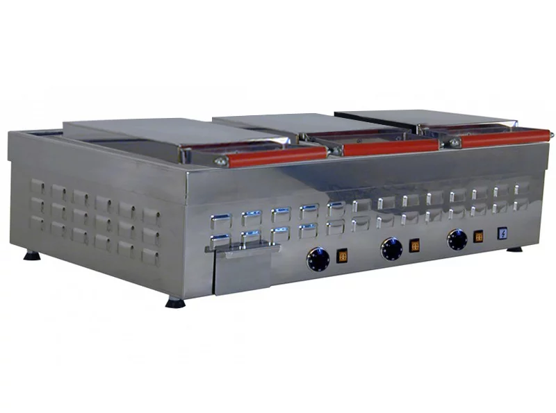 Piastra elettrica da banco in acciaio inox piano Rigato 3 Calotte