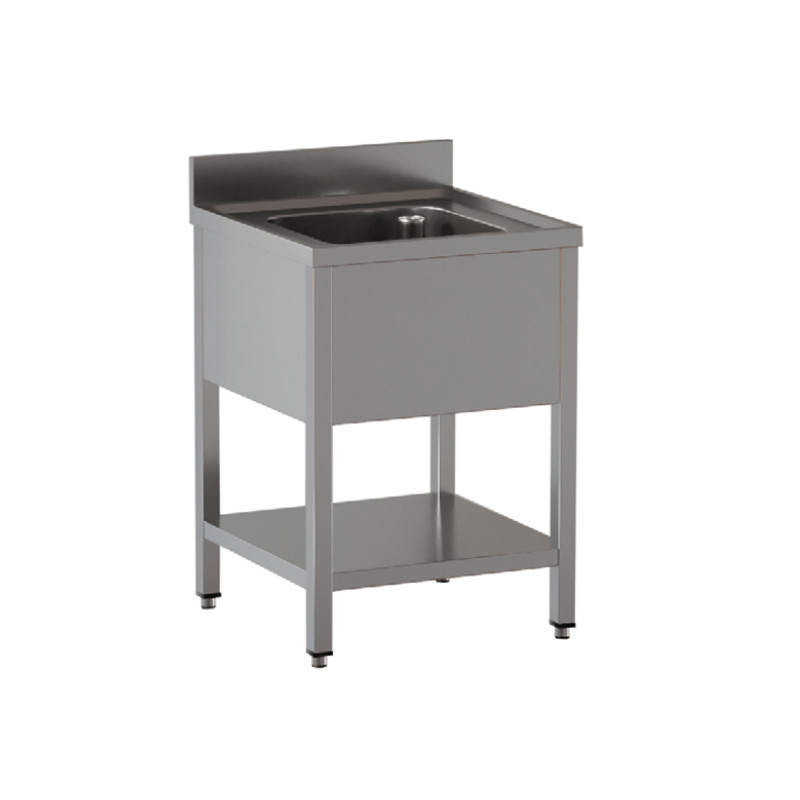Lavatoio Acciaio Inox una Vasca su gambe Con ripiano inferiore Modello DSLG1VX087