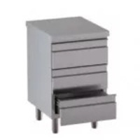 Cassettiera 3 cassetti in acciaio inox Senza alzatina con piano di lavoro Modello DSCT057