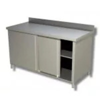 Tavolo Armadiato Inox con porte scorrevoli con alzatina Modello DSTAX107A